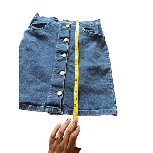 Maje Jaron Denim Button-Front Mini Skirt With Scalloped Waistband Front Pockets - Picture 4 of 11